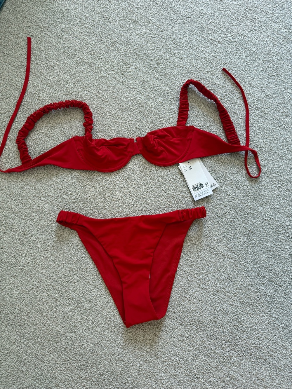 H&M Bright Red Bikini Bottoms and top NWT